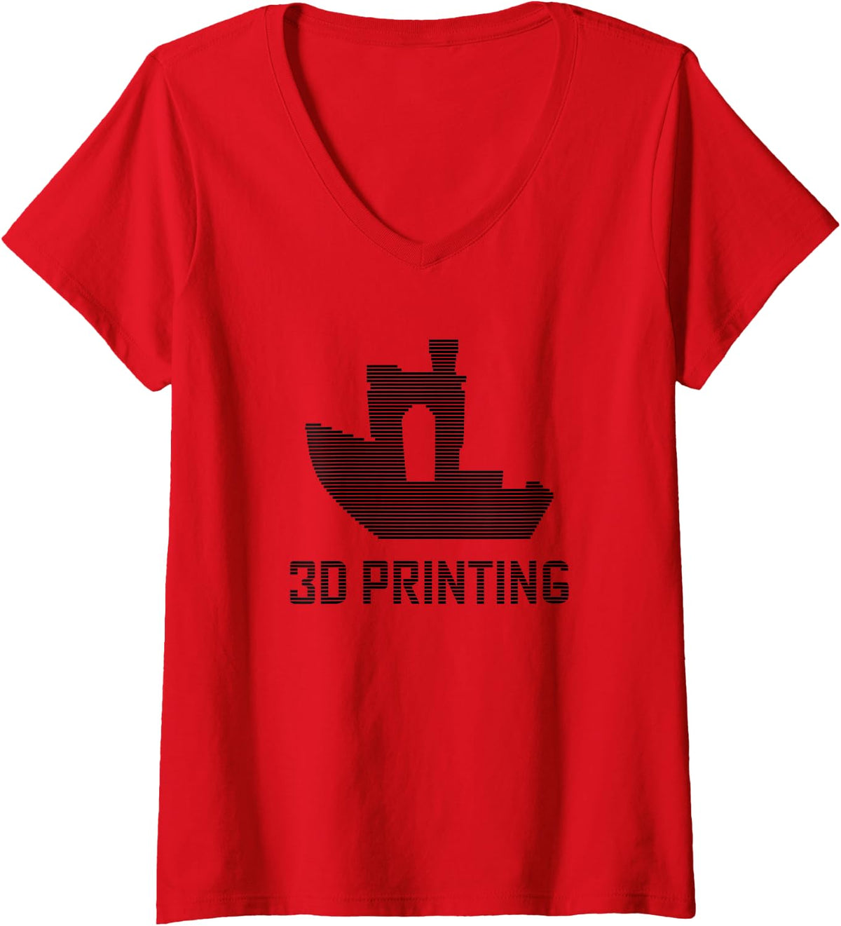 Benchy Shape Black Filament Layers 3D Printing Enthusiast V Neck