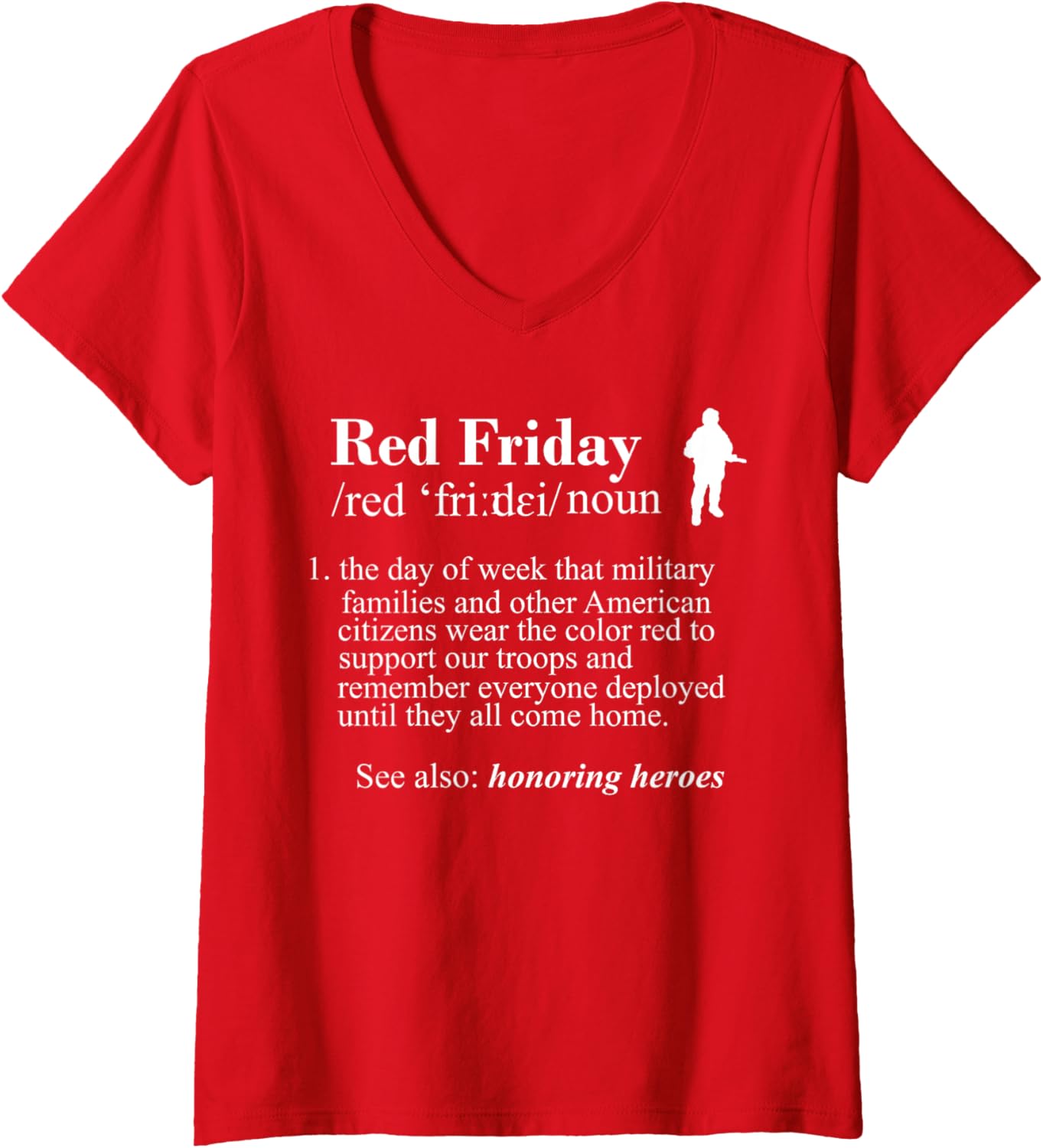 Womens Red Friday Support Our Troops Remember Everyone Deployed V Neck