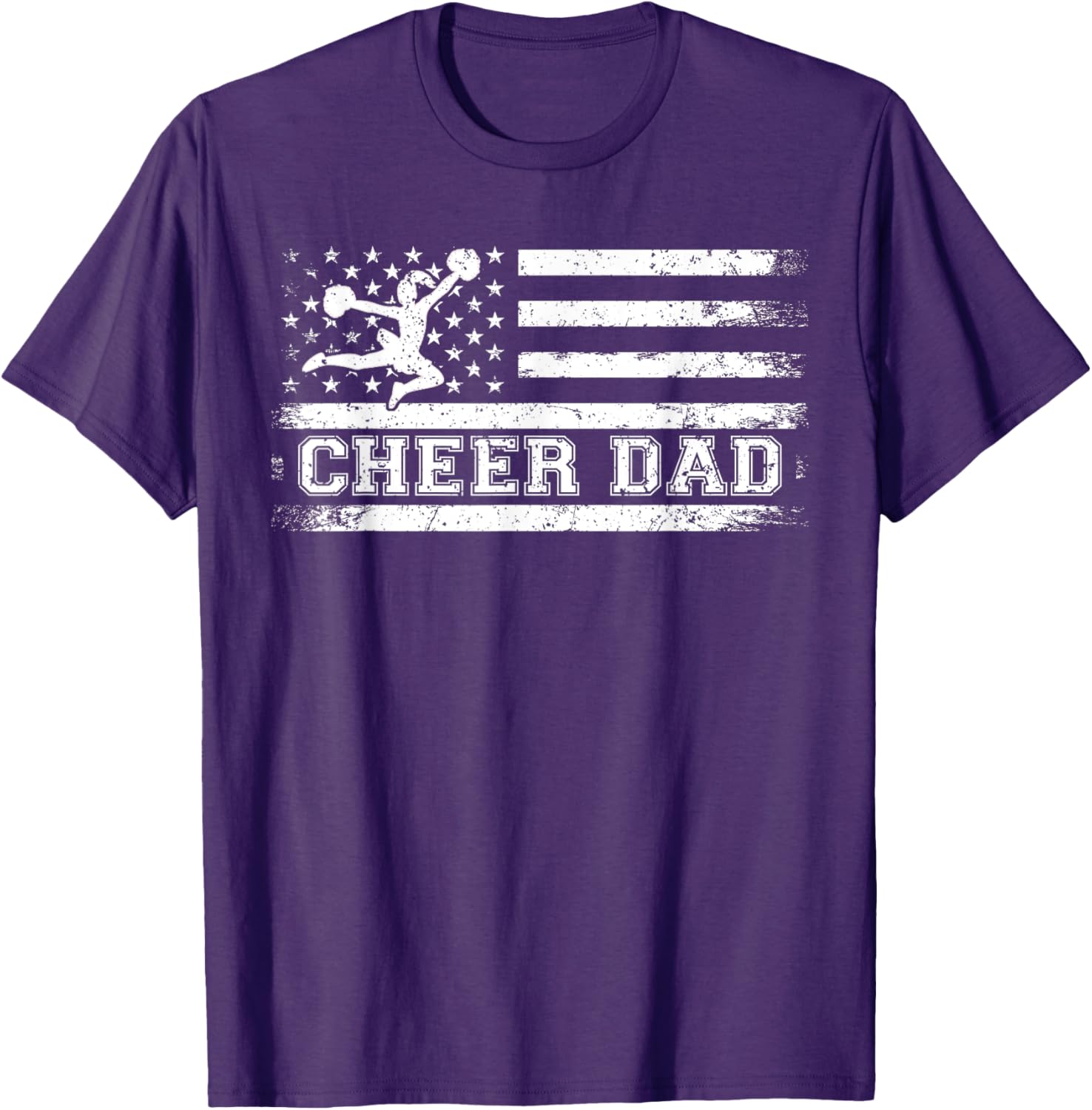 Purple Cheer Dad Tees For Men Usa Flag Vintage Cheerleader