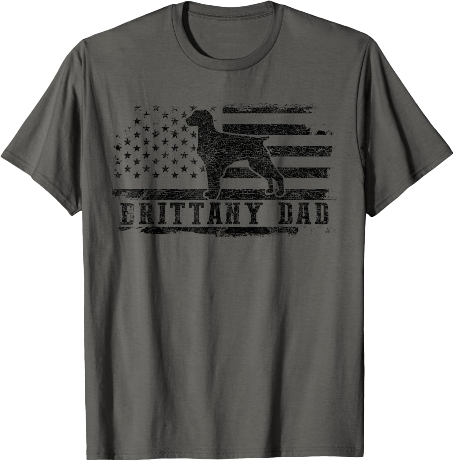 Brittany Dad Distressed American Flag Patriotic Dog