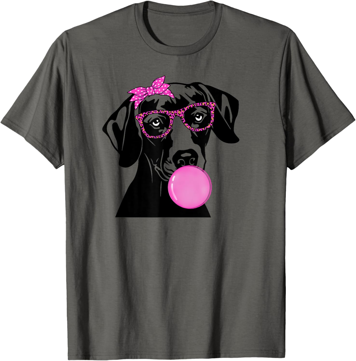 Weimaraner Mom Dog With Bubble Gum Bandana Glasses