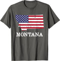 Montana Map State American Flag Shirt 4Th Of July Pride Tee