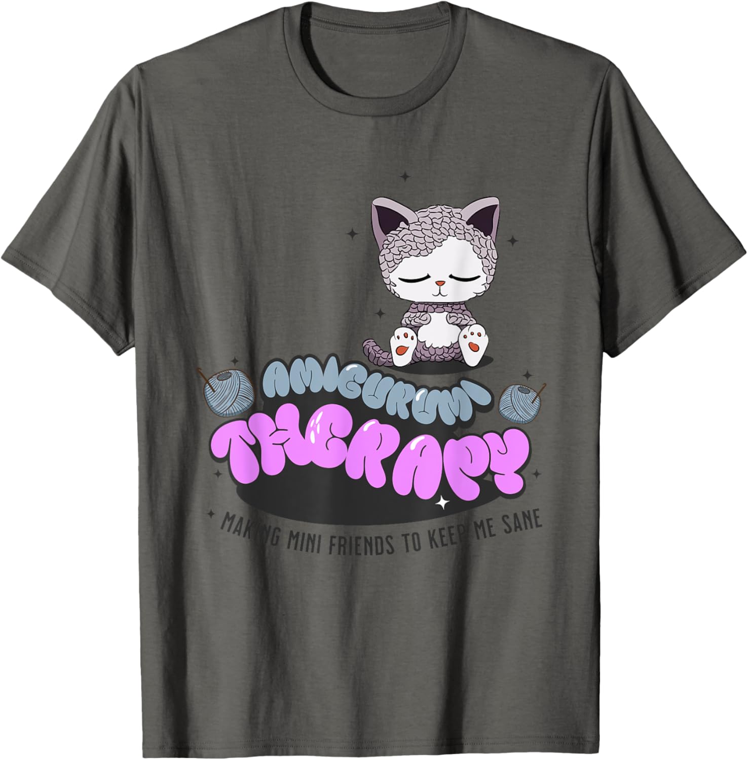 Amigurumi Therapy crochet lovers cute yarn Cat T-Shirt for Men Women Girls Kids