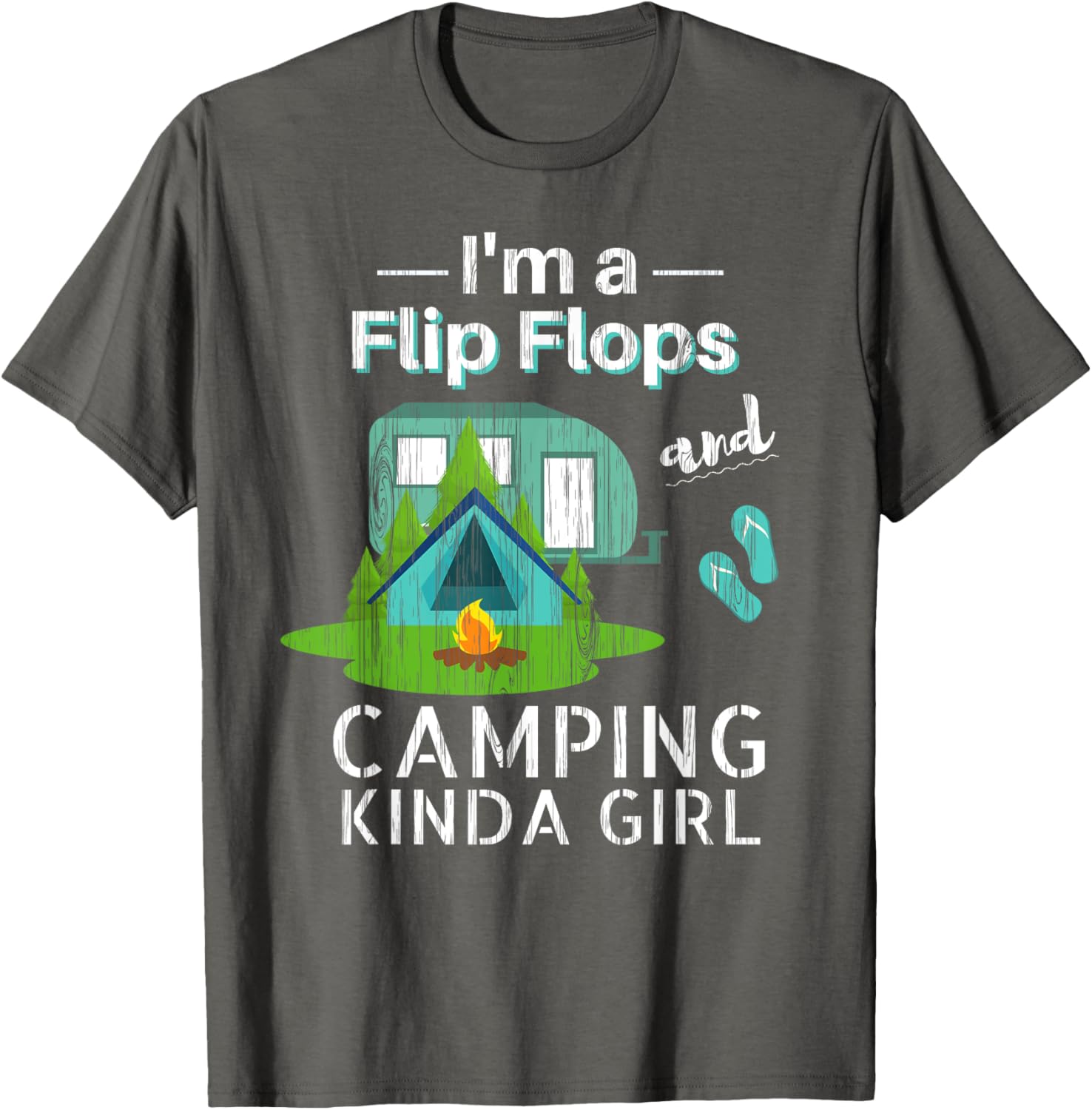 Funny Womens Girls Camping Shirt Flip Flops Roadtrips Rv