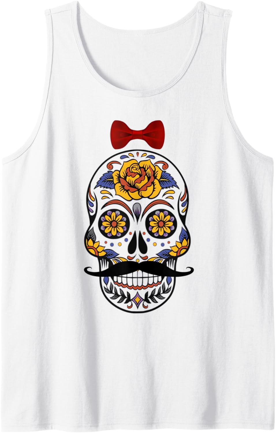 Funny Skull With Bow Tie Mustache Tank Top