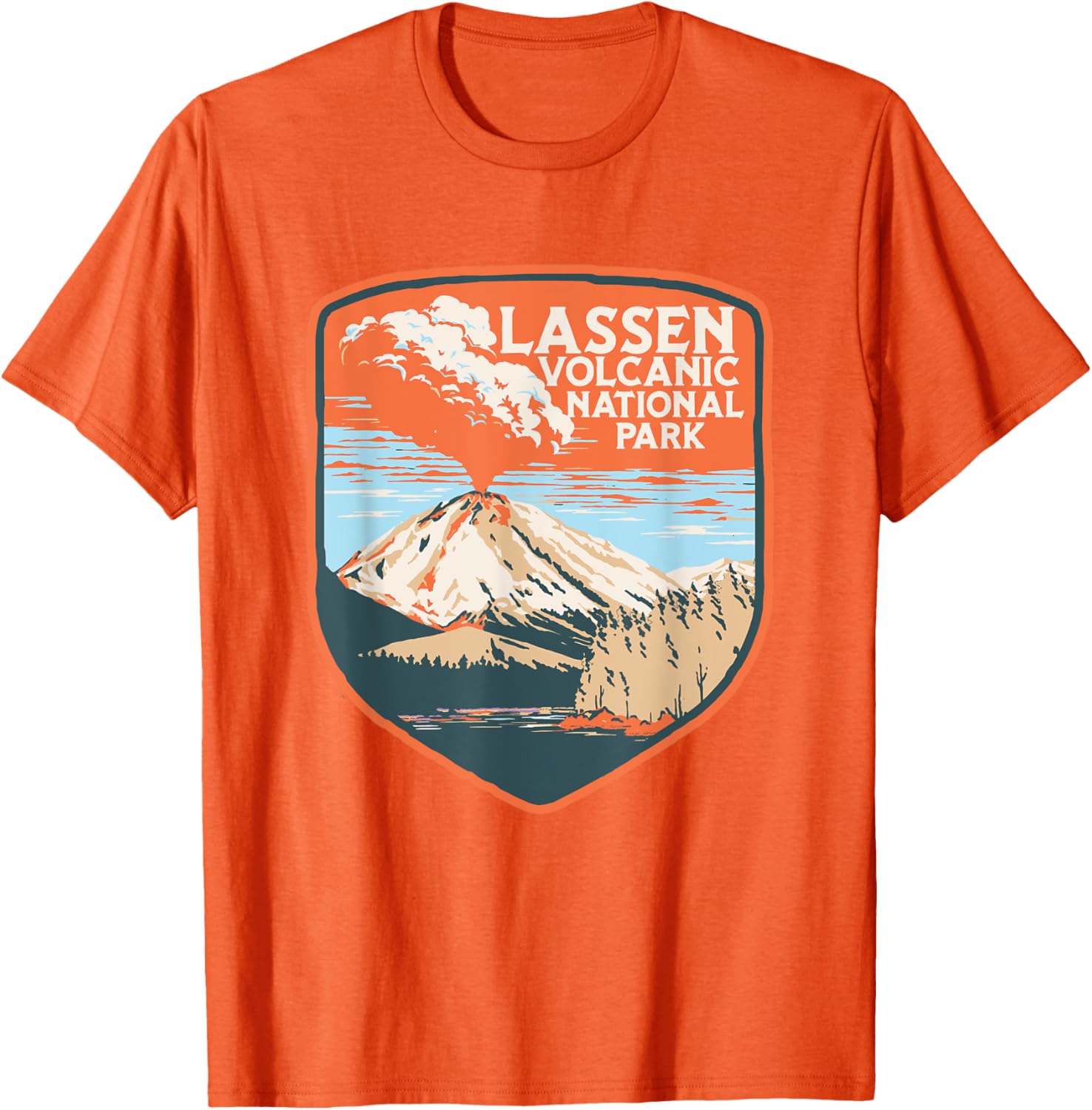Lassen Volcanic National Park Retro Volcano Graphic