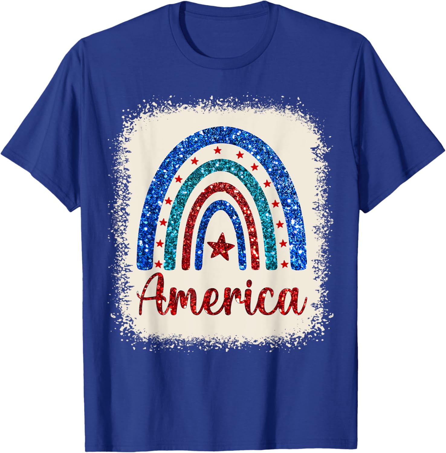 4Th Of July Patriotic Bleached Rainbow America Usa Flag