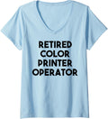Womens Retired Color Printer Operator V Neck