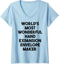 Womens World's Most Wonderful Hand Expansion Envelope Maker V-Neck