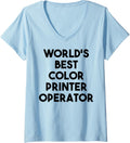 Womens Worlds Best Color Printer Operator V Neck