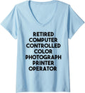 Womens Retired Color Photograph Printer Operator V Neck