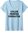Womens Color Printer Operator V Neck