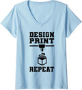 Womens Design Print Repeat 3D Print 3D Printing 3D Printer V Neck