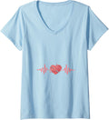 Womens Knitting Crocheting Crochet Yarn Heartbeat V-Neck