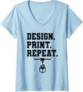 Womens Design Print Repeat 3D Print 3D Printer 3D Printing V Neck