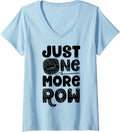 Womens Just One More Row Funny Crochet Gifts Women Crocheting Yarn V-Neck