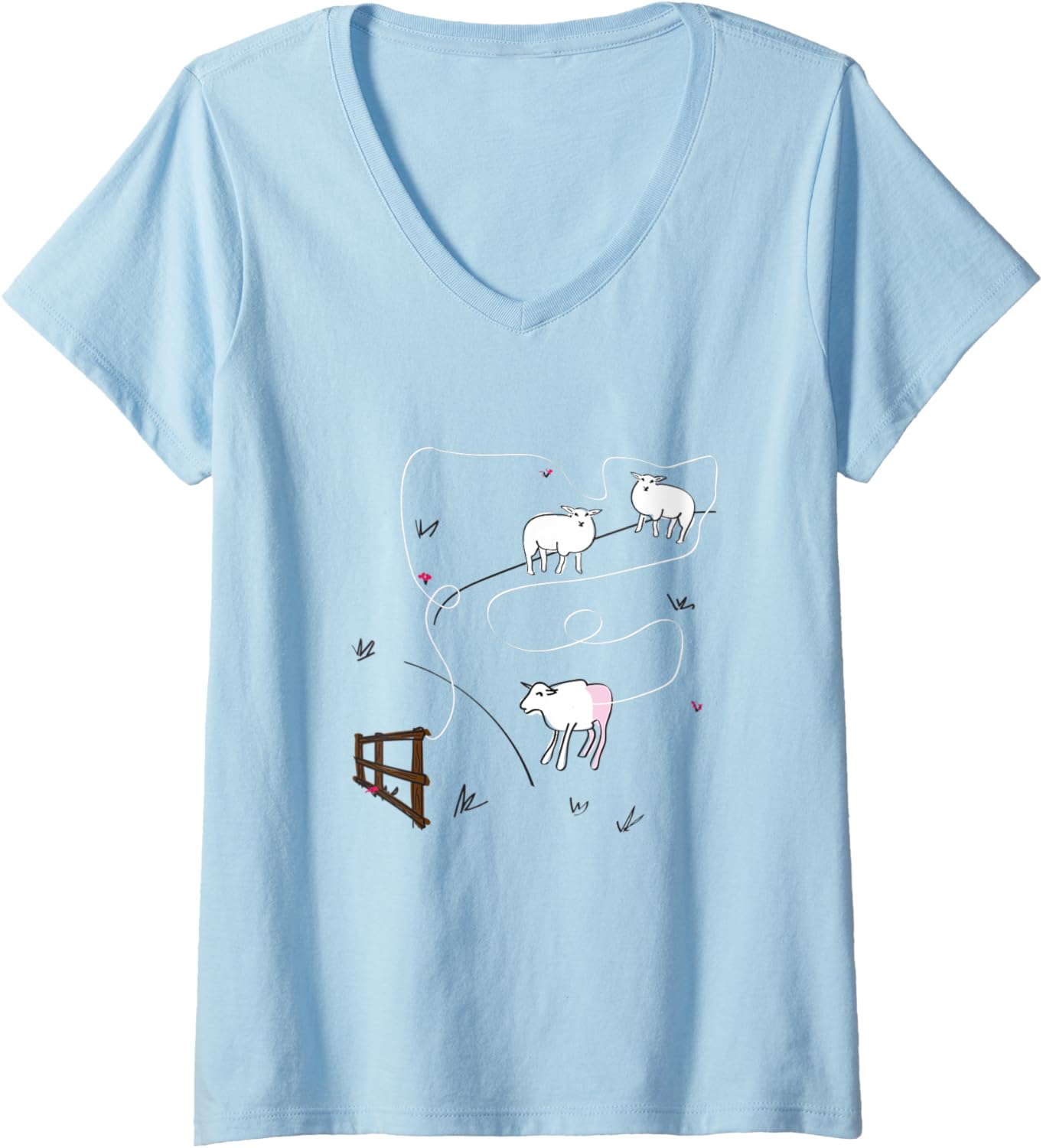 Womens Funny Sheep Yarn Design, Knitting V-Neck