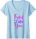 Womens Fueled By Coffee And Yarn Gift V-Neck