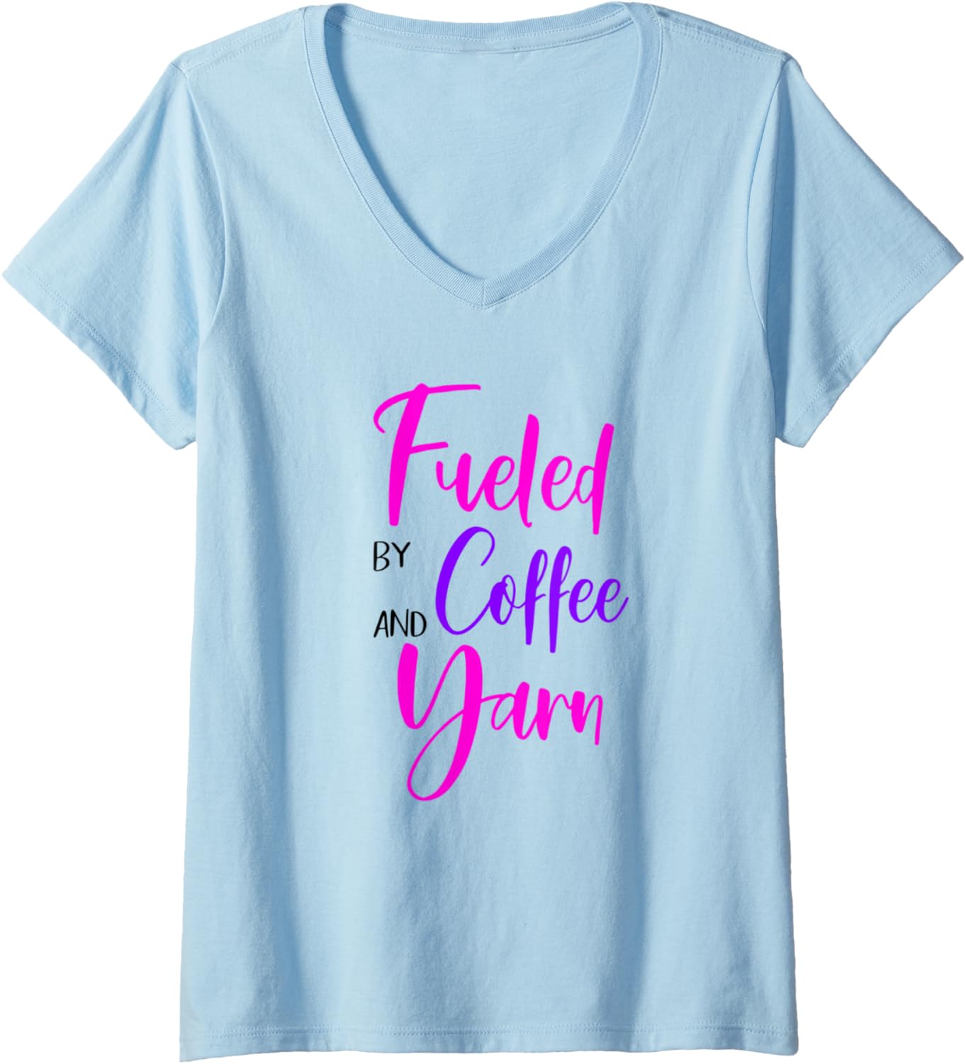Womens Fueled By Coffee And Yarn Gift V-Neck