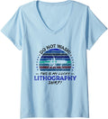 Lithographer Job Title Funny Printer Quote Retro Graphic V Neck