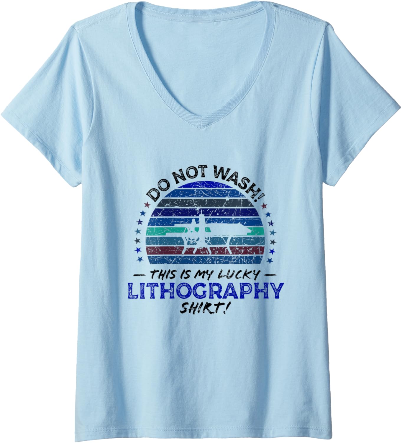 Lithographer Job Title Funny Printer Quote Retro Graphic V Neck