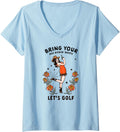 Womens Funny Women's Golf Tee Cowgirl Woman Golfer Tees For Golfing V Neck
