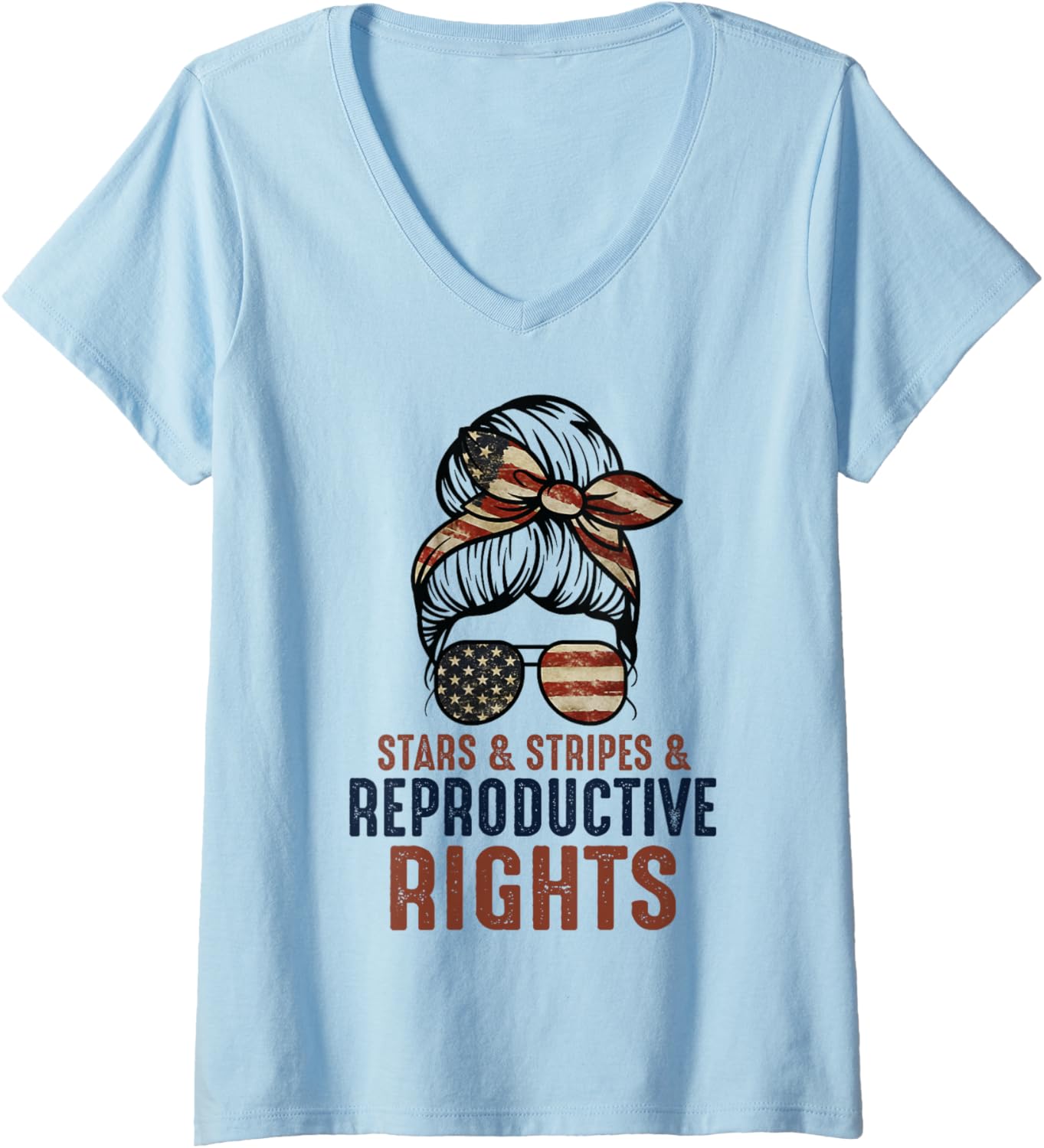 Womens Patriotic 4Th Of July Shirt Stars Stripes Reproductive Right V Neck