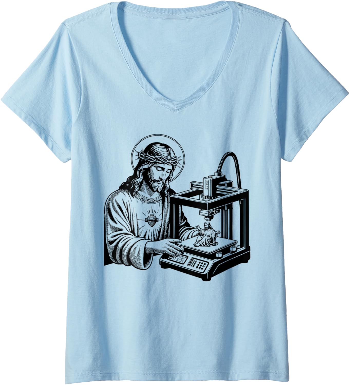 Womens Jesus Christ Printing A Figure Of Himself 3D Printer Funny V