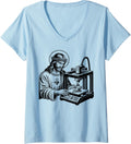 Womens Jesus Christ Printing A Figure Of Himself 3D Printer Funny V