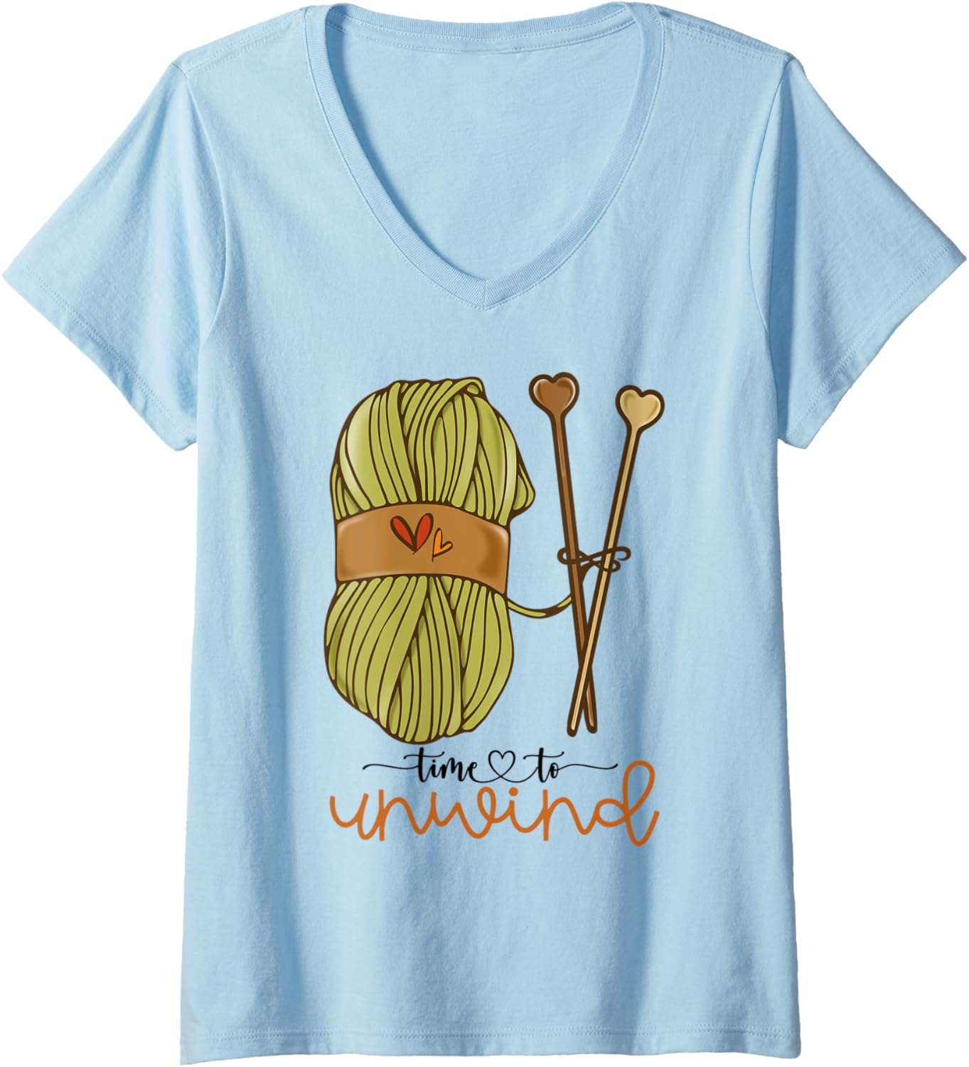Womens Time To Unwind Yarn Crochet Lovers Arts and Crafts V-Neck