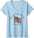 Womens No Kings In America We The People Resist Usa Flag 4Th July V Neck