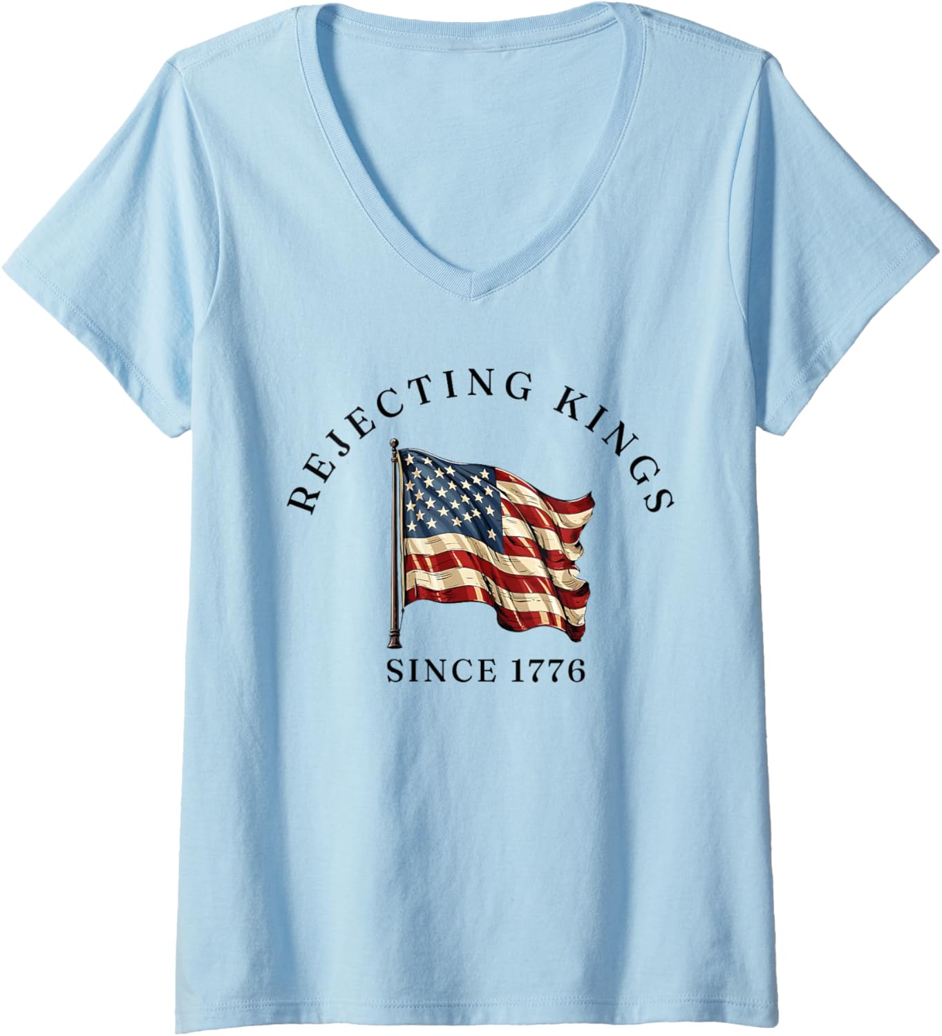 Womens No Kings In America We The People Resist Usa Flag 4Th July V Neck