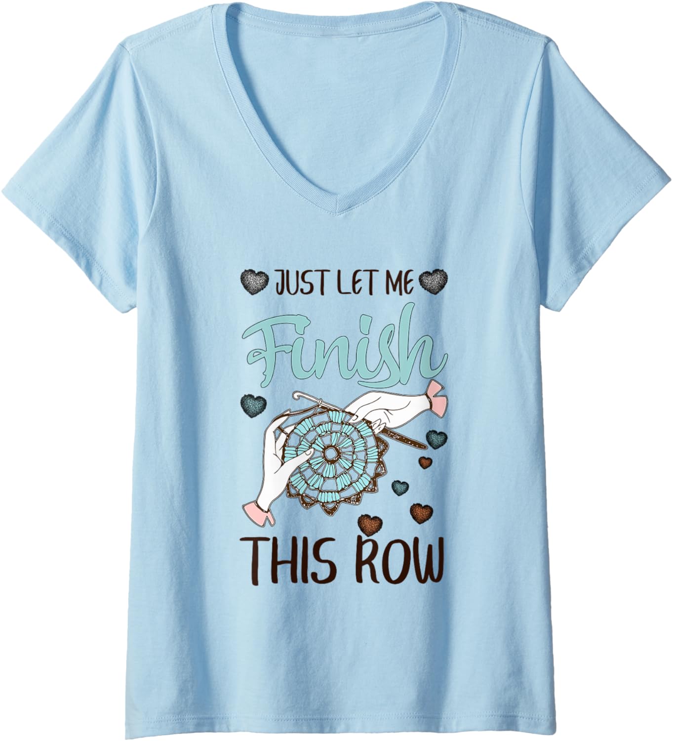 Womens Funny Crochet Knitting Yarn Lovers V-Neck