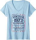 Womens Vintage Usa Legends Made In 1973 Classic 52Nd Birthday V Neck