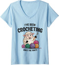 Womens I've Been Crocheting Since the 1900s Cute Sheep Yarn Craft V-Neck