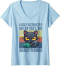 Womens Kitten Lover Crochet | Easily Distracted By Cats And Yarn V-Neck