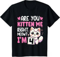 Kids 4th Birthday Shirt Girl 4yr Four 4 Year Old Kitten Cat Birthday Design 231