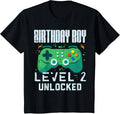 Kids Birthday Boy Level 2 Unlocked Gamer Controller 2nd Birthday Boys Design 13