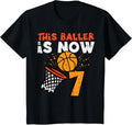 Kids This Baller Is Now 7 Basketball 7th Birthday Boys Kids Design 103