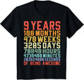 Kids 9 Years Old 9th Birthday Vintage Months Days Retro Birthday Gift Design 367
