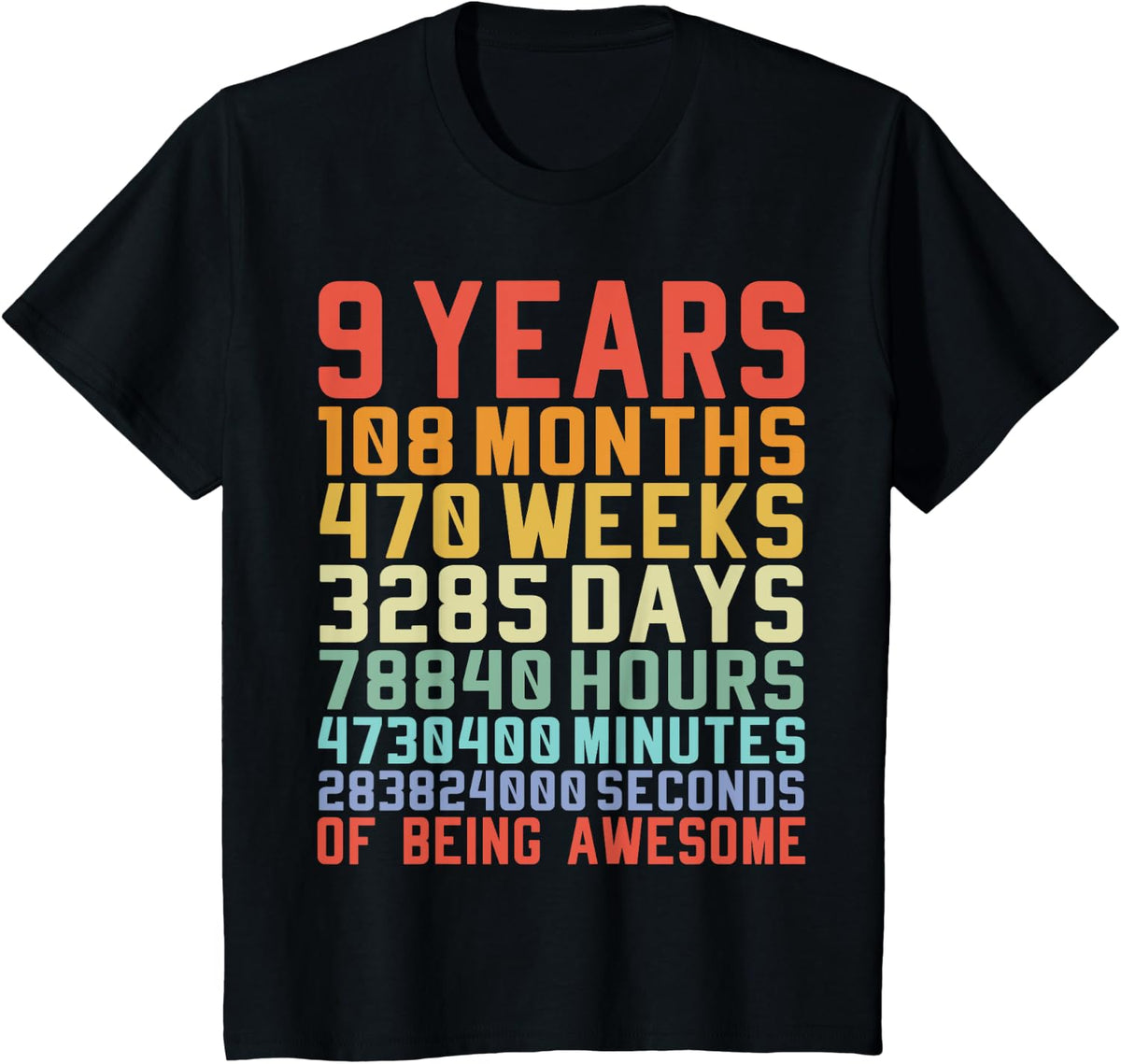 Kids 9 Years Old 9th Birthday Vintage Months Days Retro Birthday Gift Design 5