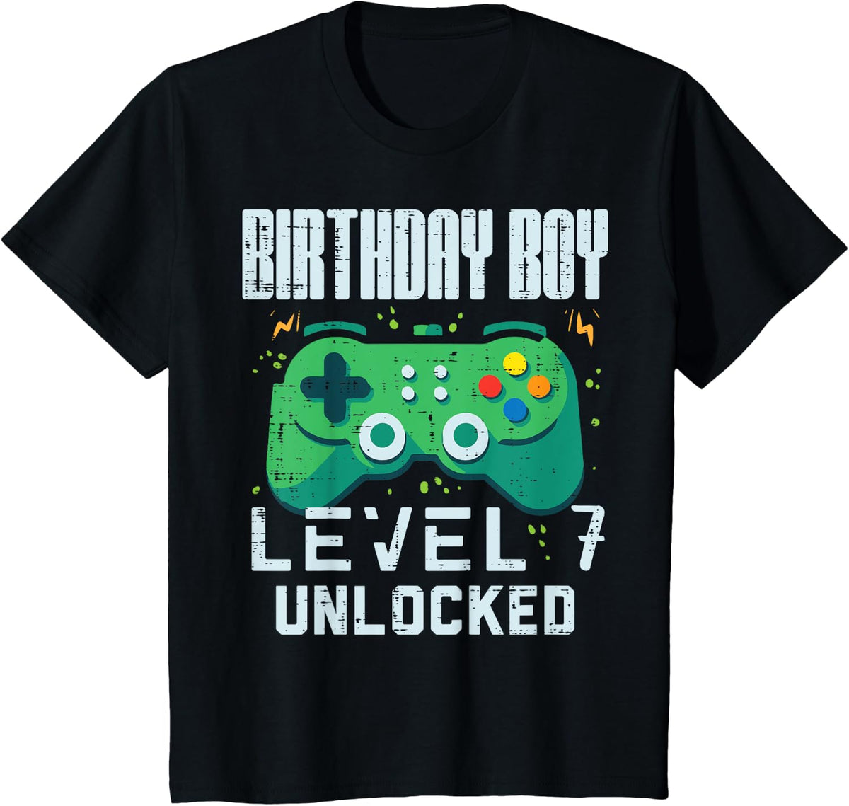 Kids Birthday Boy Level 7 Unlocked Gamer Controller 7th Birthday Boys Design 348