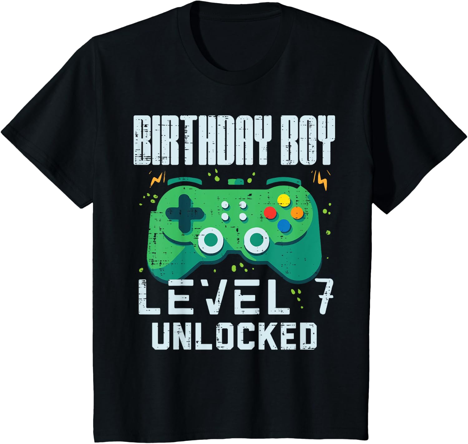 Kids Birthday Boy Level 7 Unlocked Gamer Controller 7th Birthday Boys Design 70