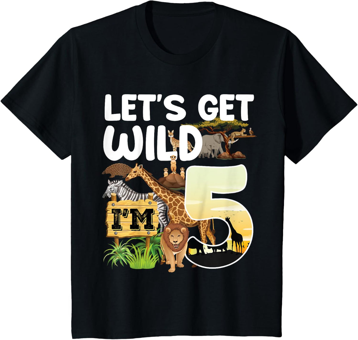 5 Year Old Zoo Birthday Safari Jungle Animal 5th Birthday Design 124