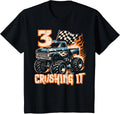 Kids 3 Crushing It Monster Truck Cool 3rd Birthday Boys Kids Design 124