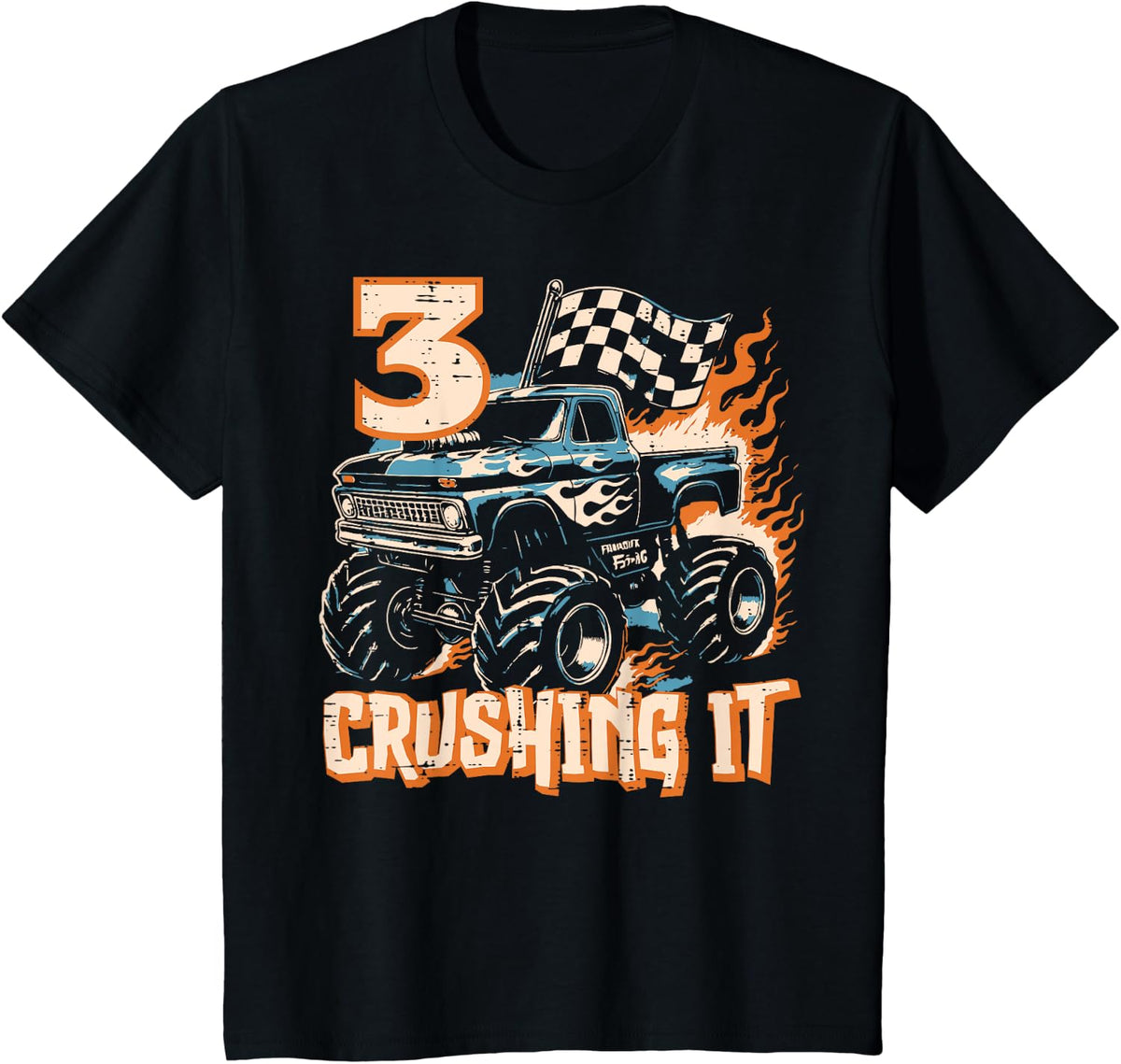 Kids 3 Crushing It Monster Truck Cool 3rd Birthday Boys Kids Design 124