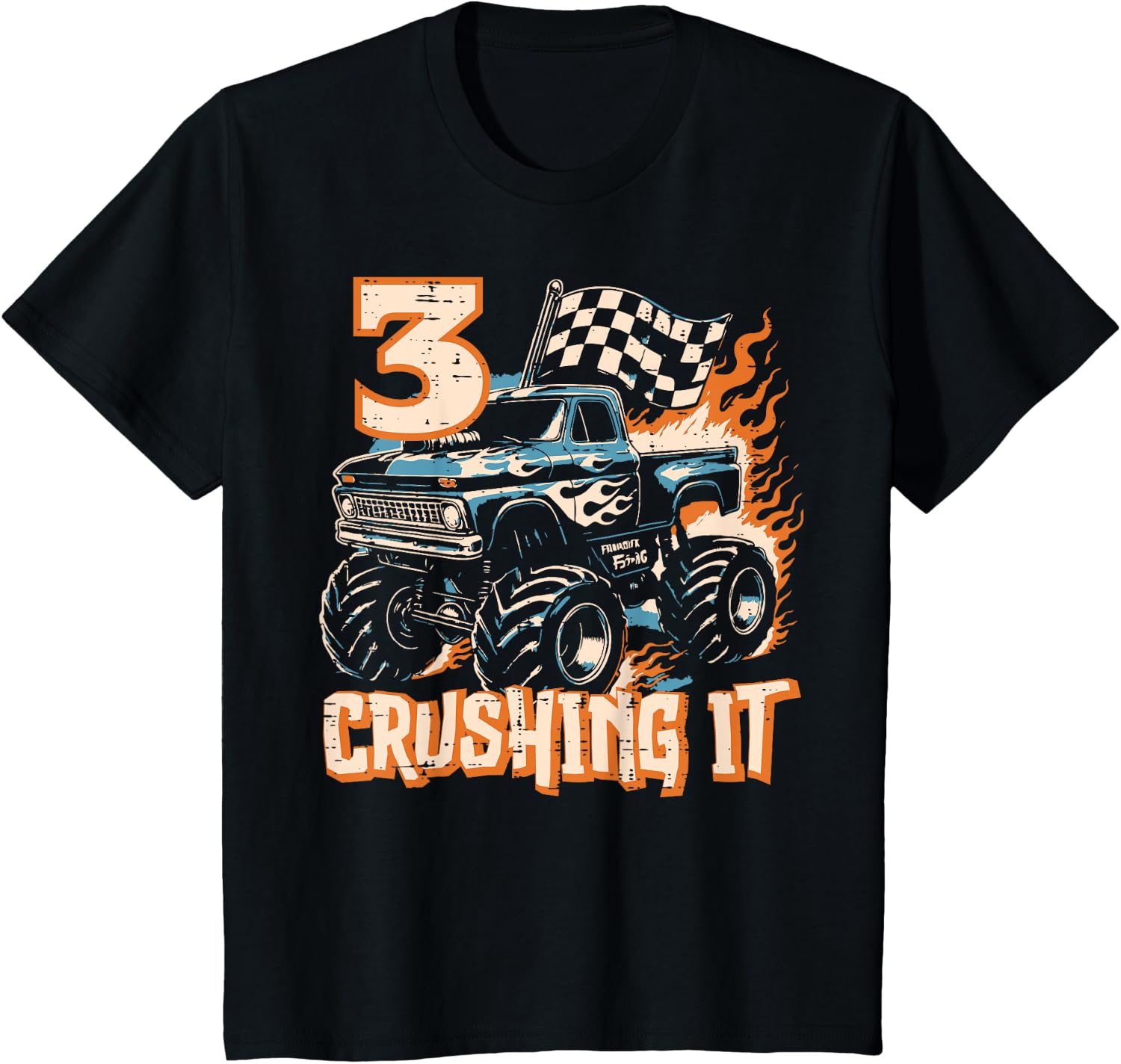 Kids 3 Crushing It Monster Truck Cool 3rd Birthday Boys Kids Design 289
