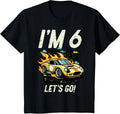 Kids 6th Birthday I'm 6 Lets Go Race Car Six Year Old Birthday Boys Design 4