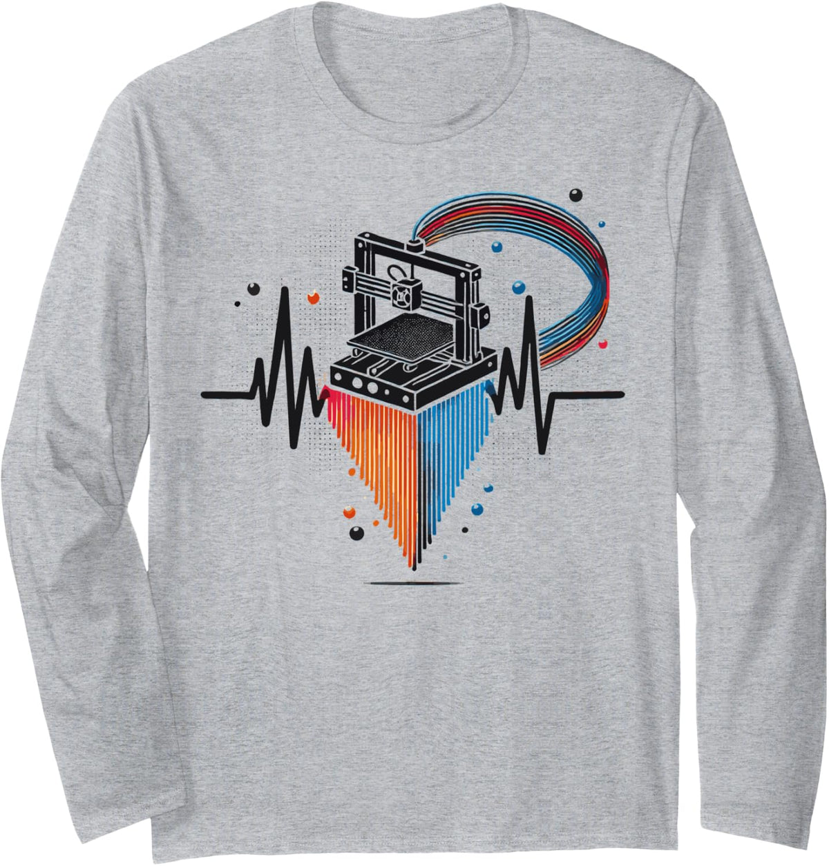 3D Printer Heartbeat Art Printing Lovers Operator Long Sleeve