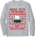 Ugly Christmas Printer It Technician Computer Office Funny Long Sleeve